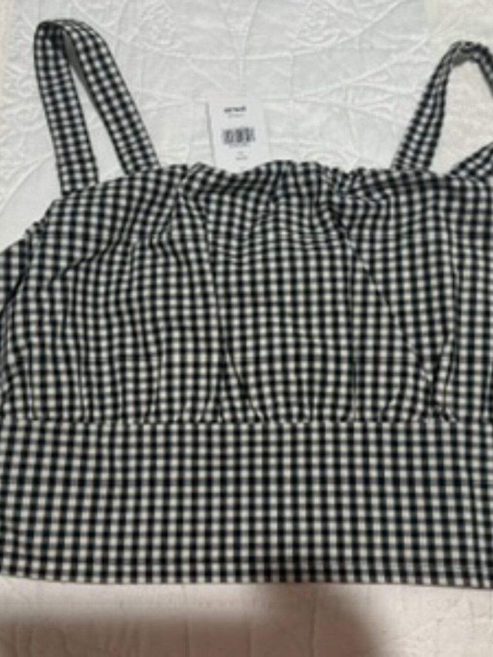Ghingham Shirring Crop Top